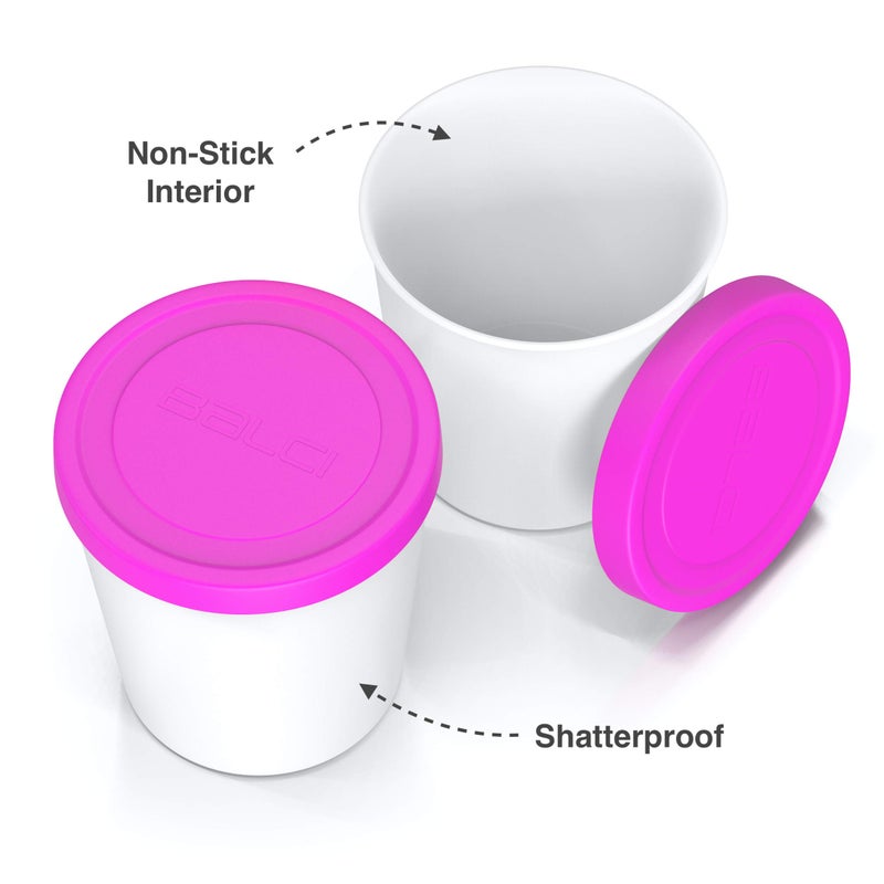 BALCI - Premium Ice Cream Containers (2 Pack - 1 Quart Each) Perfect Freezer Storage Tubs with Lids for Ice Cream, Sorbet and Gelato! - Pink - Image 3